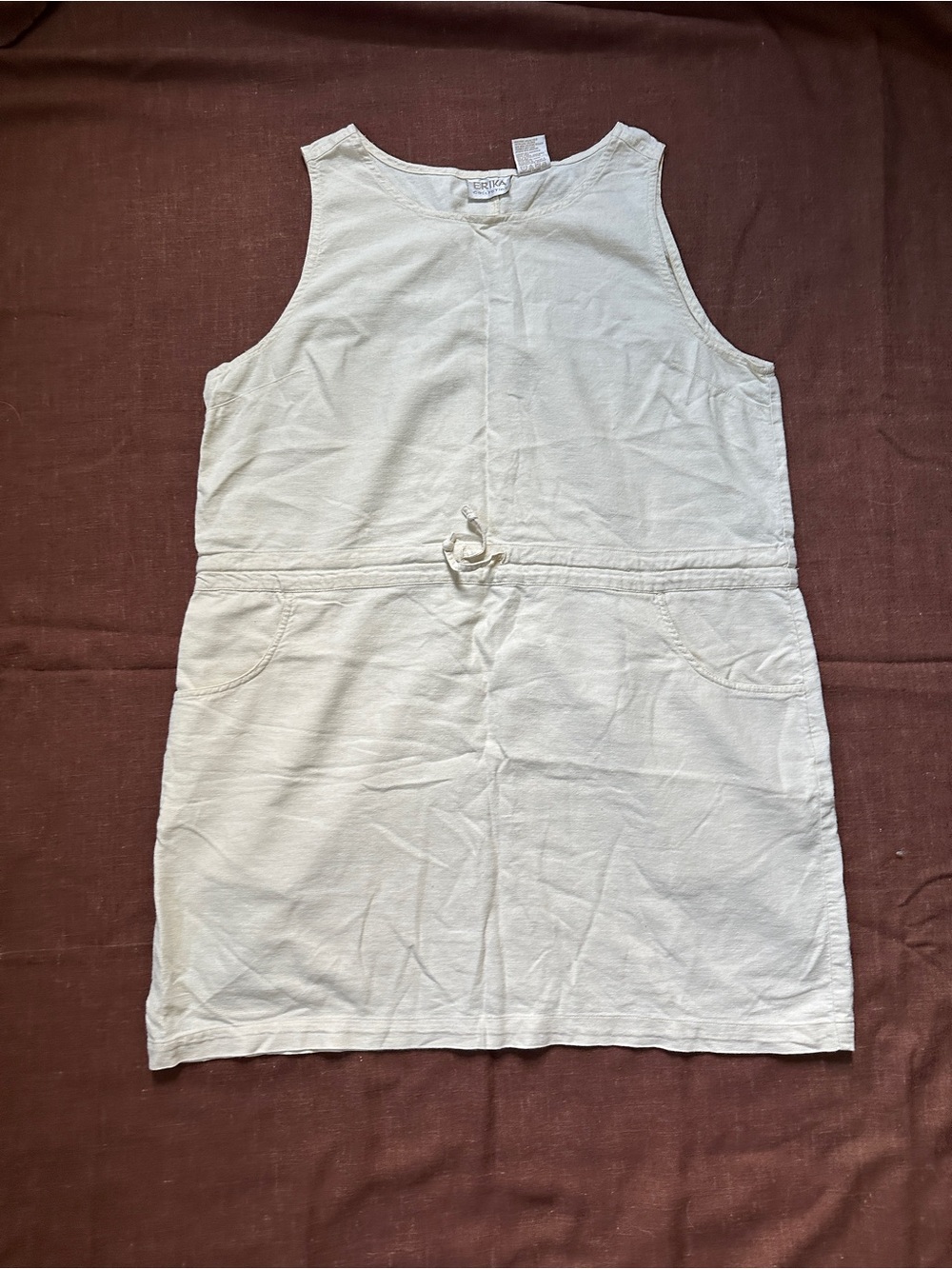 Womens Cream Sleeveless Tie-Waist Dress